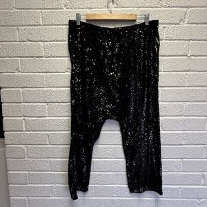 Zara Black Sequin Wide Leg Pants